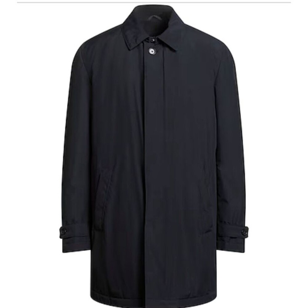 Schneiders Salzburg Men's Black Microfiber Trench Coat Wool Blend Lining Size 40